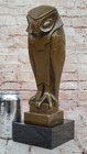 100  Solid Bronze On Marble Base Modern Art Deco Cubism Sculpture Owl Bird Dali