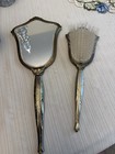 Antique Vintage Silver Plate Vanity Set Hand Mirror   Hair Brush Floral Nouveau
