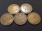 5 Different Canada Large Cent Date Set 1916-1920 Roll George Vf Xf Copper Coins