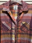 Dickies Long Sleeve Flannel Shirt Purple pink orange Plaid Size M  8 10  Cotton