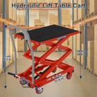 50  330lbs Hydraulic Lift Table Cart Manual Double Scissor Lift Table W wheels