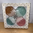 Vintage 1984 Sears 4pc Glitter Frost Christmas Ornaments With Original Box