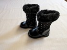 Rachel Shoes  Kailie Boots   Toddler Girl Sz-5  Black W faux Fur  Rhinestone New