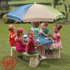 Step2 Naturally Playful Kids Picnic Table W  Umbrella Blue green Toddlers 3 
