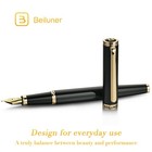Black Fountain Pen stunning Luxury Pen 24k Gilded Nib medium 