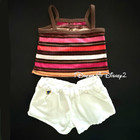 Build-a-bear Striped Brown Tank Top  White Shorts Retired Teddy Clothes Outfit