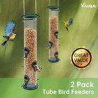 Vivace Bird Feeder  2 Pack Classic Tube Bird Feeders For Outdoors Hanging Bird F