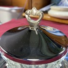 Glass Sauce Bowl Chrome Lid Kromex Vintage 1960s Serving Dish Mid-century Dining