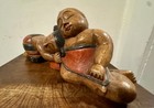 Vintage Hand Carved Asian Folk Art Wooden Boy And Girl Napping 13   