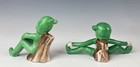Vintage Japan Pixie Elves Ceramic Green Set Of 2