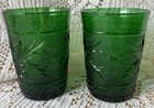 Forest Green Sandwich Glass From Anchor Hocking Flowers   Scrolls Set Of 13