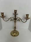 Beautiful Scrolling Brass Plate 3 Curving Arms Candelabra Centerpiece 1980 s Vtg