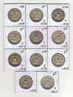 Lot Of  11  90  Silver Circulated Franklin Halves  Dated 1949d To 1963d Vg To Ef