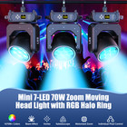 Led 7x70w Moving Head Light Zoom With Rgb Halo Ring Stage Lighting Dj Disco Ktv