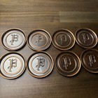 Vintage Hyde Park Monogram Letter   p    Set Of 8 Circle Metal Drink Coasters