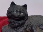 Vtg Cast Iron Black Cat Green Eyes Hubley Style Door Stop 7lbs Decor 10 5   x5 5   