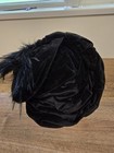 Antique Victorian Mourning Bonnet C  1900 Velvet And Feathers Hat