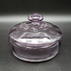 Vintage Amethyst Purple Blown Glass Trinket Powder Jar With Lid Vanity Vtg