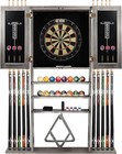10-cue Wall Mounted Cue Rack holder  Dartboard Cabinet Combo