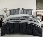 Comforter Set Queen Size black Gray Striped Bed In A Bag fall Plaid Comforter