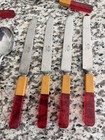 Vintage 1930s Bakelite Cherry Red And Butterscotch Flatware Royal Cutlery 15 Pc