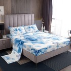 Blue Ribbon Bow Bedding Set Twin - Cute Coquette Bowknot Sheets  Luxurious 3-pie