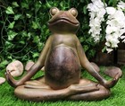 Ebros Rustic Yoga Frog Garden Statue Meditating Buddha Frog Sculpture 14 long