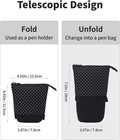 Sooez Standing Pencil Case  Cute Stand Up Pouch  Telescopic Pen Black 