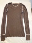 Vtg Y2k American Eagle Outfitters Waffle Long Sleeve Shirt Med 100  Cotton Brown
