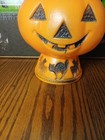 Vintage Halloween Blow Mold Light Jack-o-lantern With Witch Hat Bats Cat Pumpkin