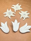 6 Fashion Collection Buttons - 3 Tulips - 3 Edelweiss - Bakelite
