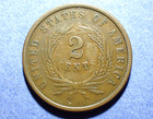 1864 Large Motto Two Cent  Abt  Vf