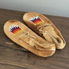Vintage Beaded Suede Leather Moccasins 9 5    Southwestern Style Unmarked
