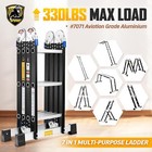 12ft Multi-purpose Aluminium Ladder 7-in-1 Heavy Duty Folding Extension For Home