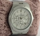 Pre-owned Chronograph Silver Dial  date  Men Watch Steel Band  stay Punctual 