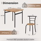 3 Piece Dining Table   Chairs Set For 2  Metal And Wooden Square Kitchen Dinette