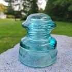 Vintage Whitall Tatum Co  Ice Blue Glass Insulator  No  5 Aqua 