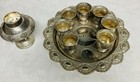 Vintage Kiddush Wine Fountain Silver Tone Metal 7 Small Cups