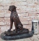 Moigniez Labrador Bronze Sculpture     Hand Made Sitting Dog Figurine Home Decor