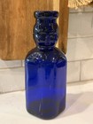 Brookfield Cobalt Blue Glass Figural Bottle Molded Face head Embossed