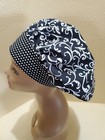 Filigree  black  Women s Bouffant Surgical Scrub Hat cap Handmade