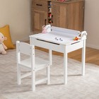 Wooden Kids Table And Chair Set With Storage And Paper Roll Holder-white - Color