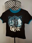 Bratz Girls M Black blue Graphic Logo Ringer Tee Cotton Crew Neck Short Sleeve