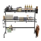 2-tier Over Sink Dish Drying Rack Kitchen Countertop Cutlery Organizer 82cm 22lb