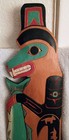 Alaskan Wall Totem  tale Of Wolves  Hand Carved Cedar Tlingit  Artist Signed