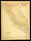 Vintage Peru Map Wall Art South America Old Original Lima Trujillo Antique