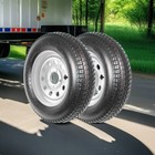 2 Pack St205 75d15 Trailer Tires On Rims 205 75 15 In  5 Lug With Silver Wheel