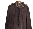 Stephanie Sarte 100  Genuine Shearling Brown Coat Size 12 Removable Hood Euc