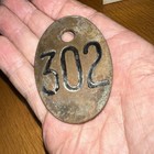 Vintage Brass Cow Number Tag Dairy Farm Cattle Marker 302  Double Sided Original