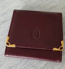 Cartier Must De Cartier Burgundy Leather Coin Purse Gold-tone Corners Box